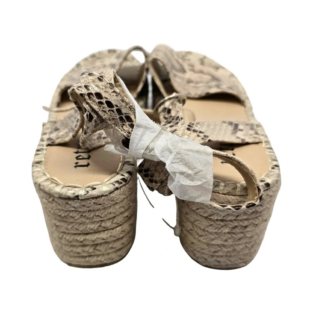 Snake Print Espadrille‎ Platform Sandals Neutral Womens 8.5
